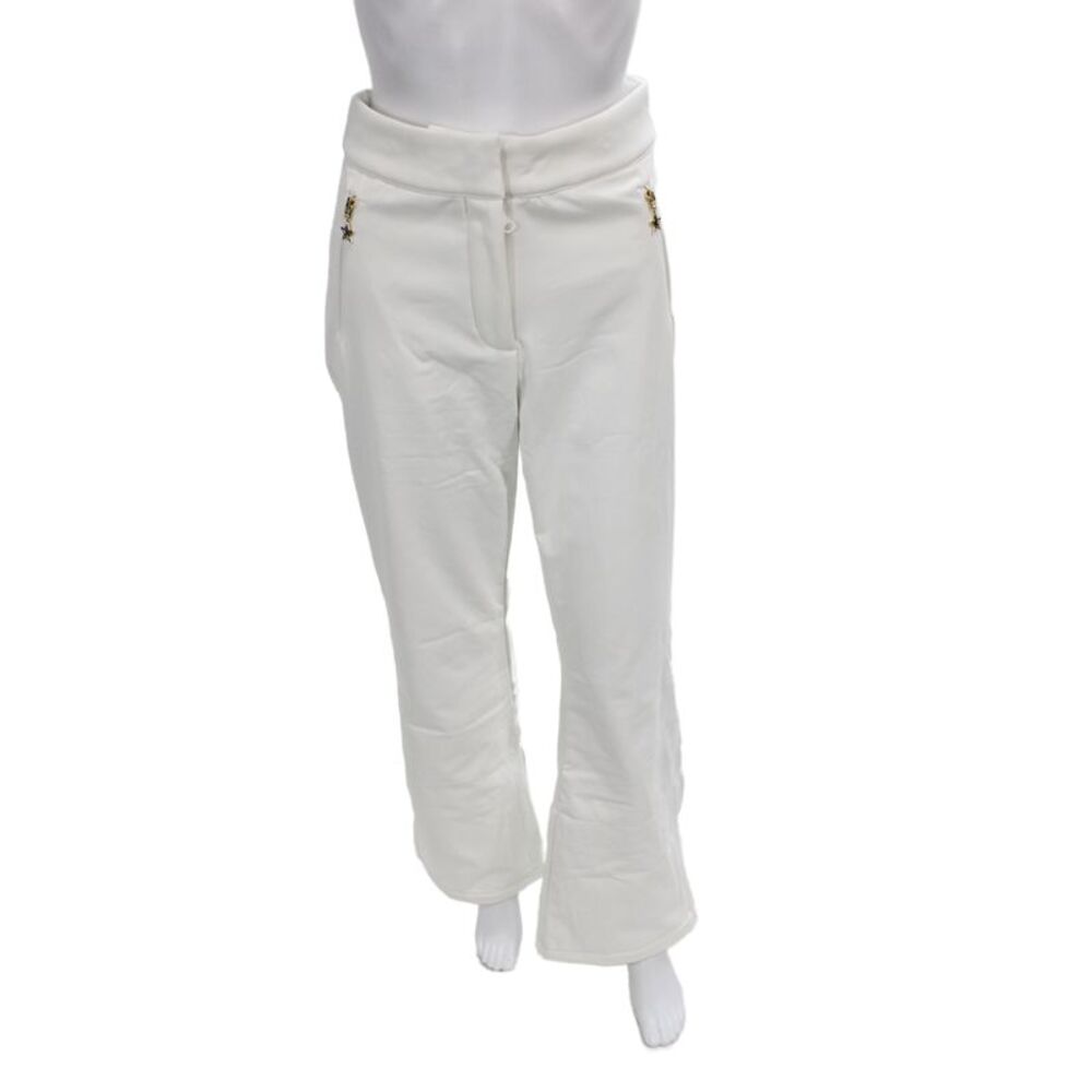 Designer Womens Snow Pants White Polyester Button Size M